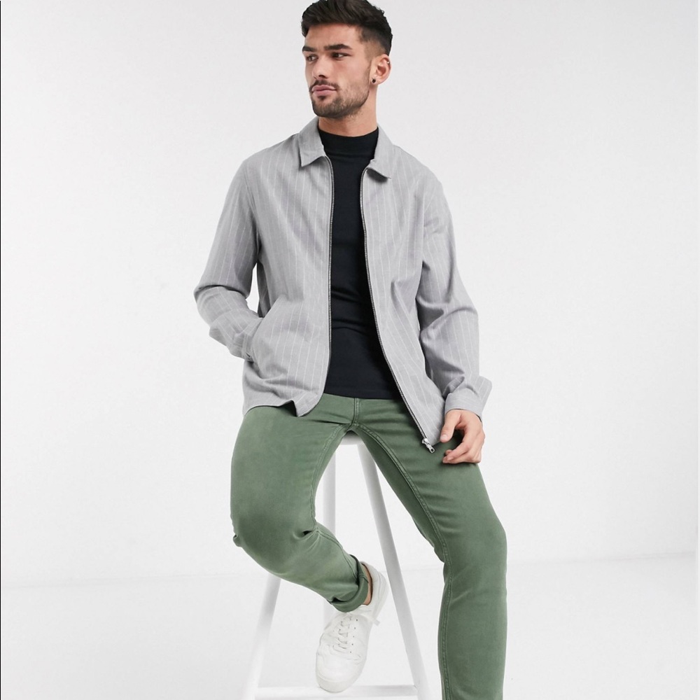 NWT, Topman overshirt in gray stripe, Small